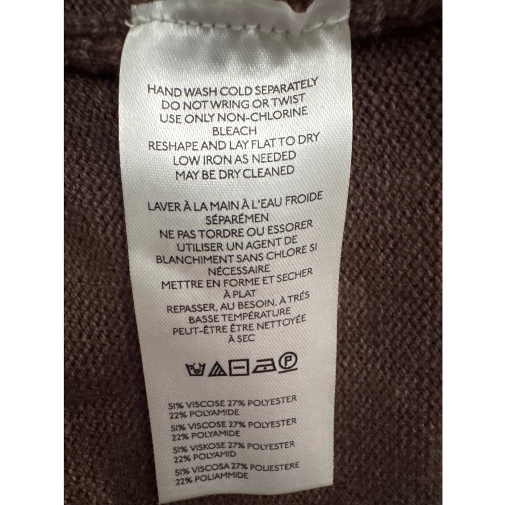 Maeve Anthropologie Brown Argyle Bow Button Longline Cardigan Sweater Medium - Picture 6 of 7